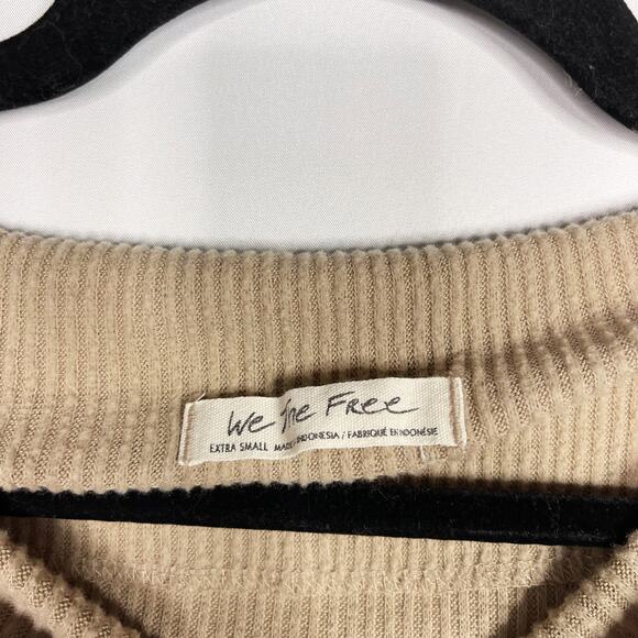 Free People XSmall XS Main Squeeze Hacci Sweater We The Free Ribbed Tan Neutral - Picture 7 of 11